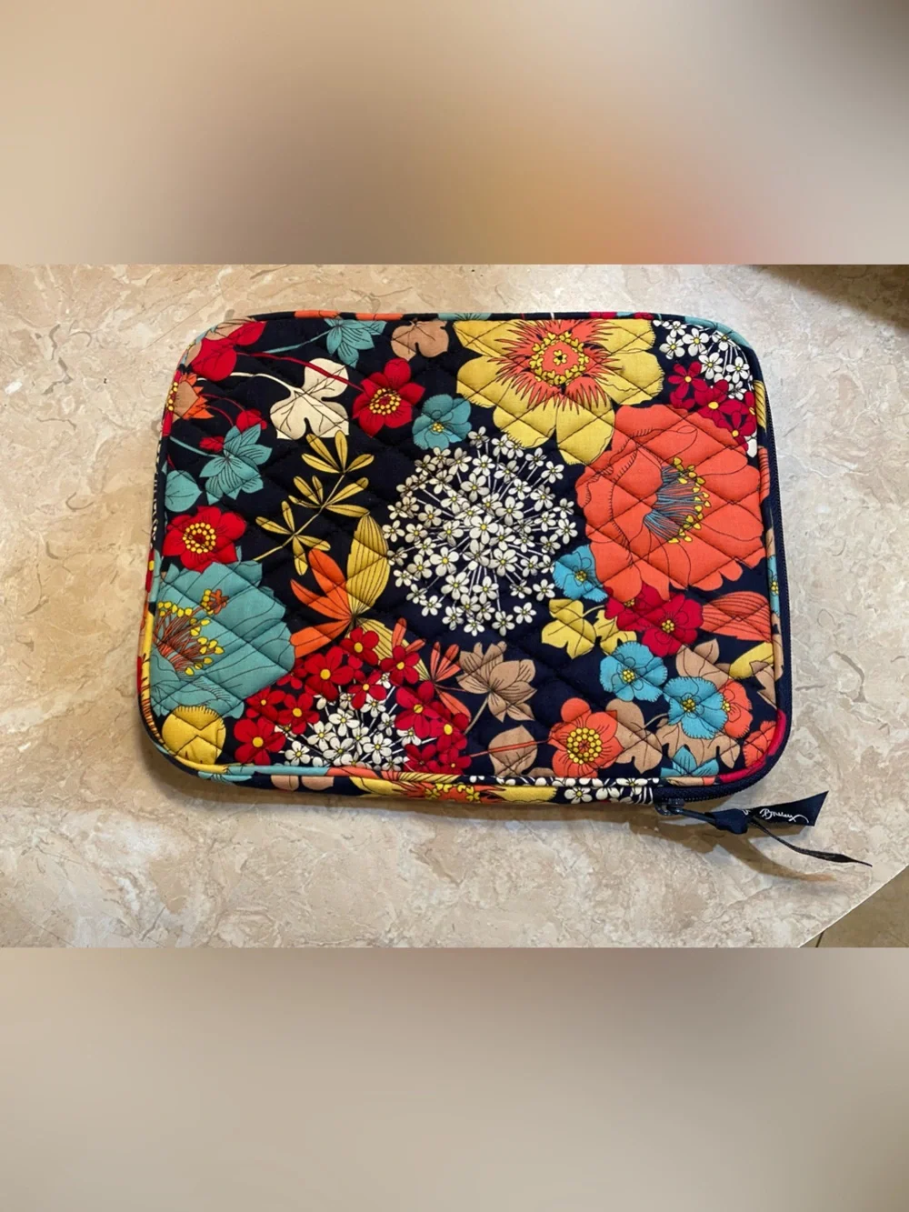 Vera Bradley Navy Multi Quilted Floral Laptop Sleeve